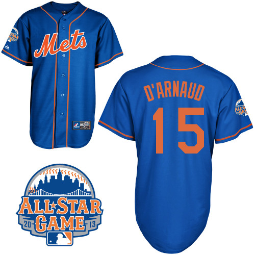Travis d-Arnaud #15 MLB Jersey-New York Mets Men's Authentic All Star Blue Home Baseball Jersey